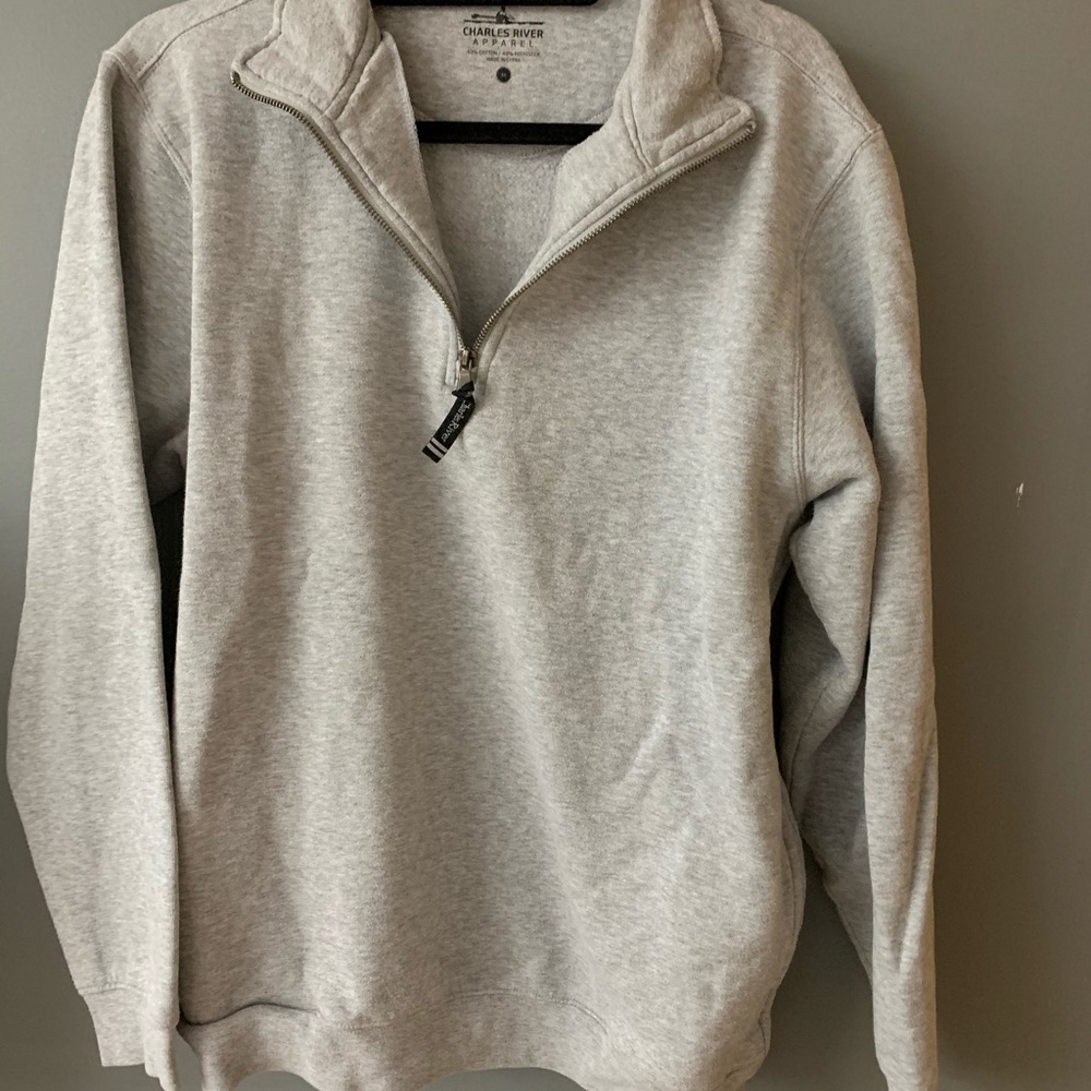 Plain grey crew neck.